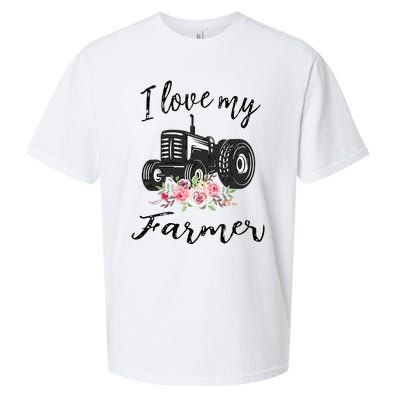 I Love My Farmer Funny Farmer Wife Women Tractor Sueded Cloud Jersey T-Shirt