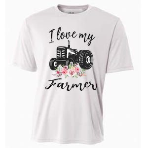 I Love My Farmer Funny Farmer Wife Women Tractor Cooling Performance Crew T-Shirt