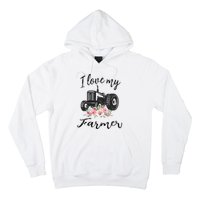 I Love My Farmer Funny Farmer Wife Women Tractor Hoodie