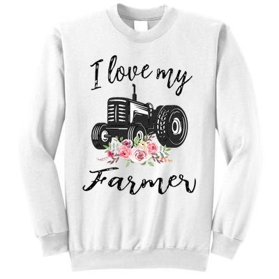 I Love My Farmer Funny Farmer Wife Women Tractor Sweatshirt