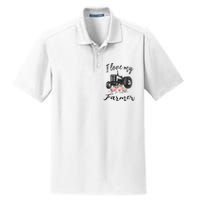 I Love My Farmer Funny Farmer Wife Women Tractor Dry Zone Grid Polo