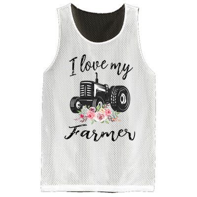 I Love My Farmer Funny Farmer Wife Women Tractor Mesh Reversible Basketball Jersey Tank