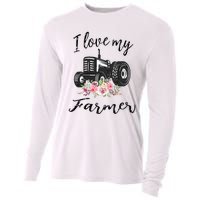 I Love My Farmer Funny Farmer Wife Women Tractor Cooling Performance Long Sleeve Crew