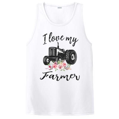 I Love My Farmer Funny Farmer Wife Women Tractor PosiCharge Competitor Tank