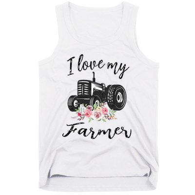 I Love My Farmer Funny Farmer Wife Women Tractor Tank Top