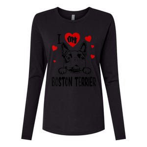 I Love My Boston Terrier Gifts For Dog Lovers Womens Cotton Relaxed Long Sleeve T-Shirt