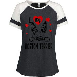 I Love My Boston Terrier Gifts For Dog Lovers Enza Ladies Jersey Colorblock Tee