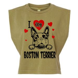 I Love My Boston Terrier Gifts For Dog Lovers Garment-Dyed Women's Muscle Tee