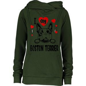 I Love My Boston Terrier Gifts For Dog Lovers Womens Funnel Neck Pullover Hood