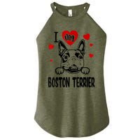 I Love My Boston Terrier Gifts For Dog Lovers Women's Perfect Tri Rocker Tank