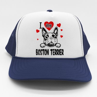 I Love My Boston Terrier Gifts For Dog Lovers Trucker Hat