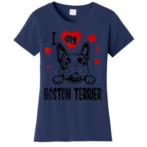 I Love My Boston Terrier Gifts For Dog Lovers Women's T-Shirt