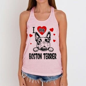 I Love My Boston Terrier Gifts For Dog Lovers Women's Knotted Racerback Tank