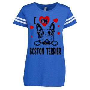 I Love My Boston Terrier Gifts For Dog Lovers Enza Ladies Jersey Football T-Shirt