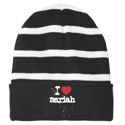 I Love M.A.R.I.A.H Striped Beanie with Solid Band