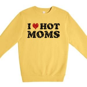 I Love Moms Funny Red Heart Love Moms I Love My Mama Cute Gift Premium Crewneck Sweatshirt