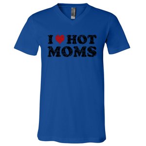 I Love Moms Funny Red Heart Love Moms I Love My Mama Cute Gift V-Neck T-Shirt