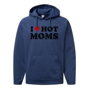 I Love Moms Funny Red Heart Love Moms I Love My Mama Cute Gift Performance Fleece Hoodie