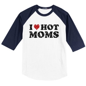 I Love Moms Funny Red Heart Love Moms I Love My Mama Cute Gift Baseball Sleeve Shirt