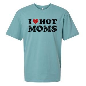 I Love Moms Funny Red Heart Love Moms I Love My Mama Cute Gift Sueded Cloud Jersey T-Shirt