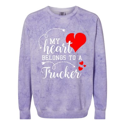 I Love My Trucker Husband Wife Gifts Valentines Day Colorblast Crewneck Sweatshirt