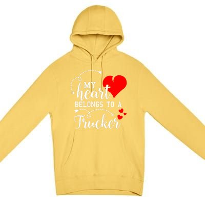 I Love My Trucker Husband Wife Gifts Valentines Day Premium Pullover Hoodie