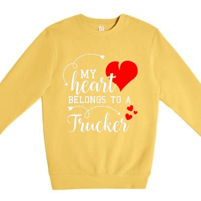 I Love My Trucker Husband Wife Gifts Valentines Day Premium Crewneck Sweatshirt