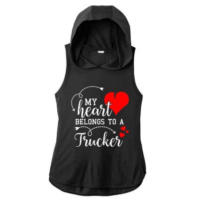 I Love My Trucker Husband Wife Gifts Valentines Day Ladies PosiCharge Tri-Blend Wicking Draft Hoodie Tank