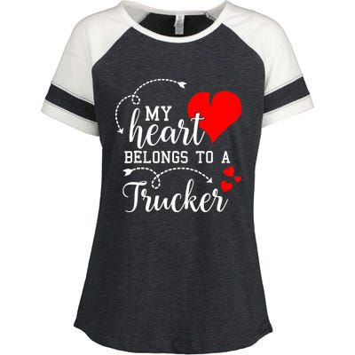 I Love My Trucker Husband Wife Gifts Valentines Day Enza Ladies Jersey Colorblock Tee