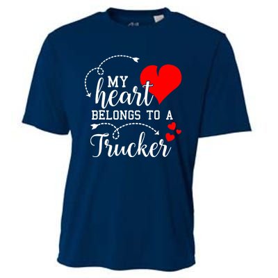 I Love My Trucker Husband Wife Gifts Valentines Day Cooling Performance Crew T-Shirt