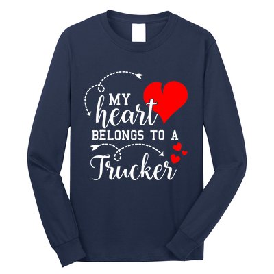 I Love My Trucker Husband Wife Gifts Valentines Day Long Sleeve Shirt