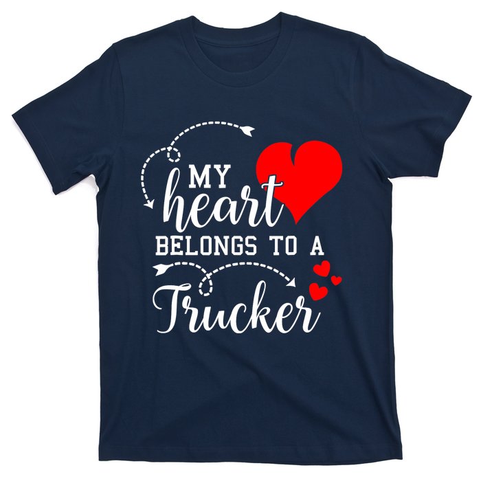 I Love My Trucker Husband Wife Gifts Valentines Day T-Shirt