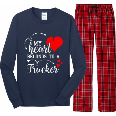 I Love My Trucker Husband Wife Gifts Valentines Day Long Sleeve Pajama Set