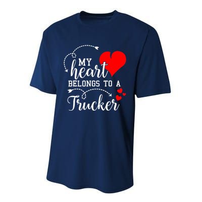 I Love My Trucker Husband Wife Gifts Valentines Day Performance Sprint T-Shirt