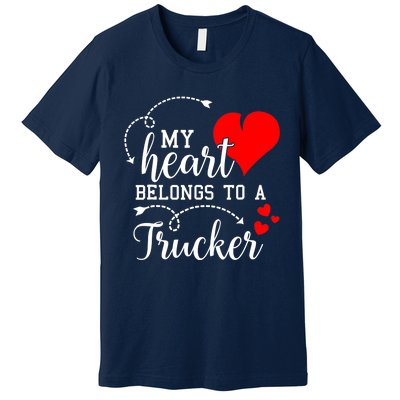 I Love My Trucker Husband Wife Gifts Valentines Day Premium T-Shirt