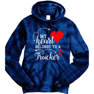 I Love My Trucker Husband Wife Gifts Valentines Day Tie Dye Hoodie