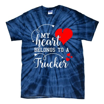 I Love My Trucker Husband Wife Gifts Valentines Day Tie-Dye T-Shirt