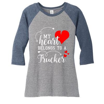 I Love My Trucker Husband Wife Gifts Valentines Day Women's Tri-Blend 3/4-Sleeve Raglan Shirt