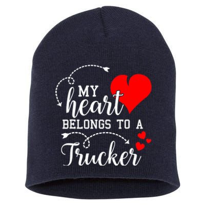 I Love My Trucker Husband Wife Gifts Valentines Day Short Acrylic Beanie