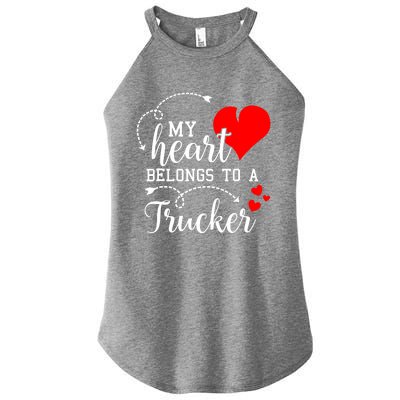 I Love My Trucker Husband Wife Gifts Valentines Day Women’s Perfect Tri Rocker Tank