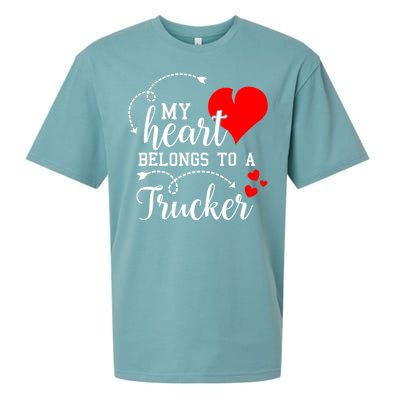 I Love My Trucker Husband Wife Gifts Valentines Day Sueded Cloud Jersey T-Shirt