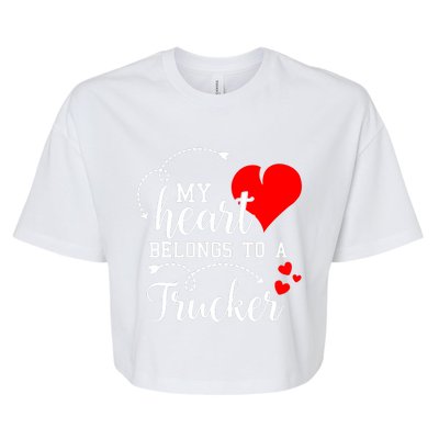 I Love My Trucker Husband Wife Gifts Valentines Day Bella+Canvas Jersey Crop Tee