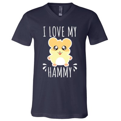 I Love My Hammy Hamster Gift Costume Outfit V-Neck T-Shirt