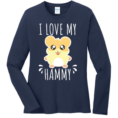 I Love My Hammy Hamster Gift Costume Outfit Ladies Long Sleeve Shirt