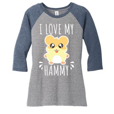 I Love My Hammy Hamster Gift Costume Outfit Women's Tri-Blend 3/4-Sleeve Raglan Shirt