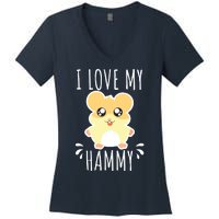 I Love My Hammy Hamster Gift Costume Outfit Women's V-Neck T-Shirt