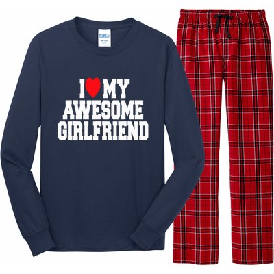 I Love My Awesome Girlfriend Couples Valentines Day Long Sleeve Pajama Set