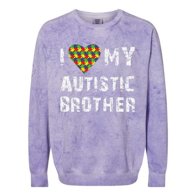 I Love My Autistic Brother Autism Awareness Day Colorblast Crewneck Sweatshirt