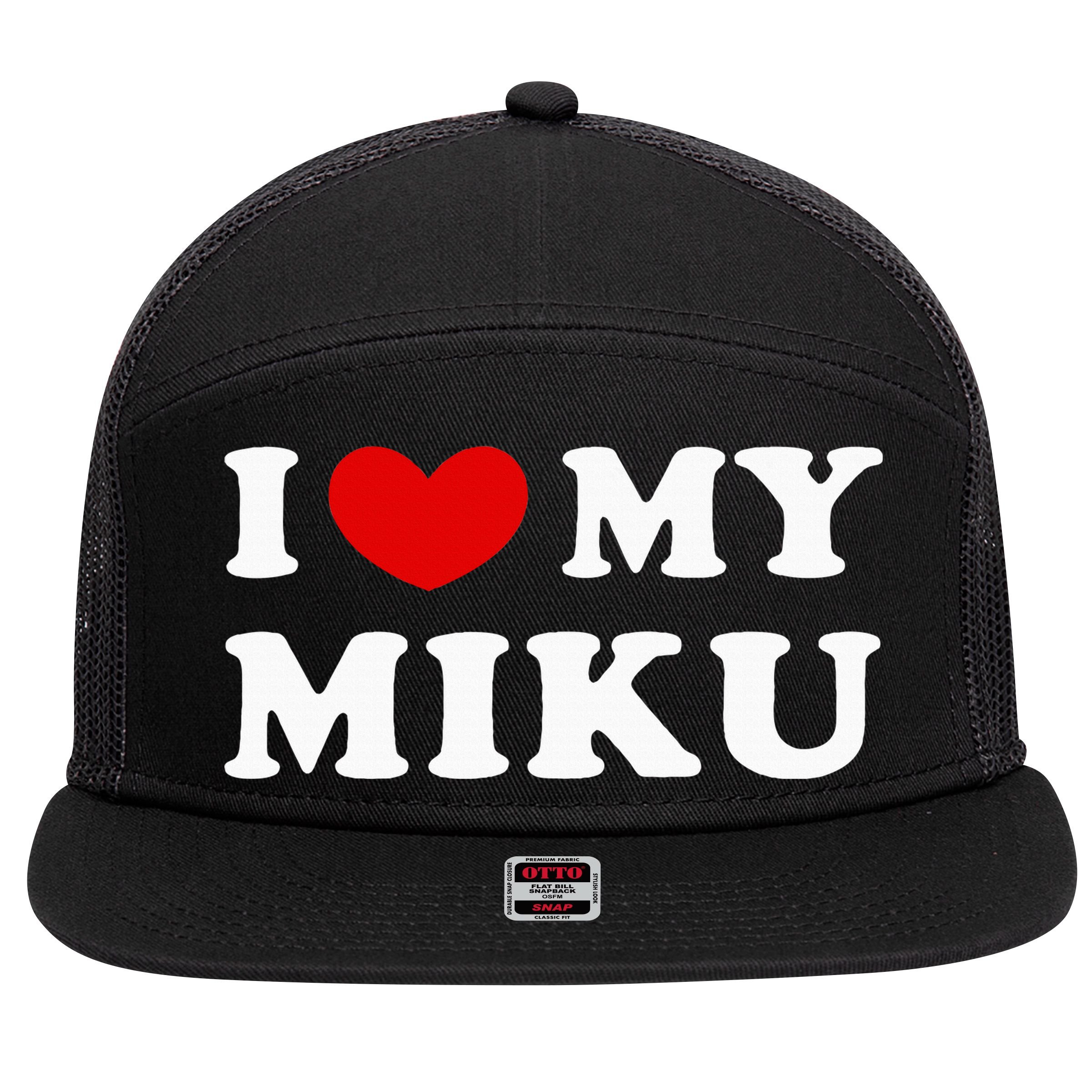 I Love My Miku 7 Panel Mesh Trucker Snapback Hat