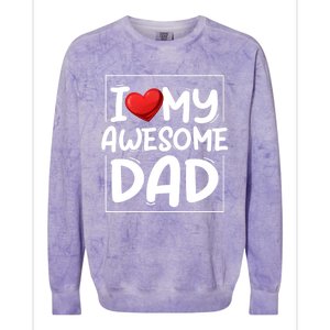 I Love My Awesome Dad Heart Valentines Day Matching Couple Gift Colorblast Crewneck Sweatshirt